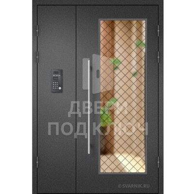 Подъездная дверь с окном и нитроэмалью ДПК-13752