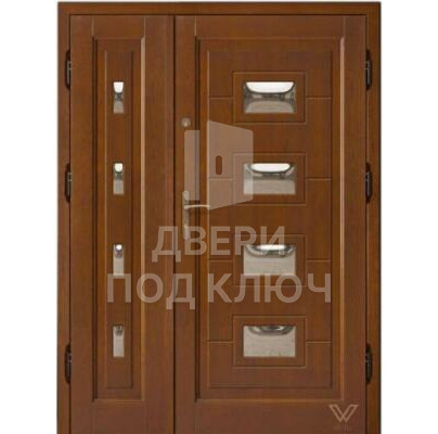 Входная элитная дверь с отделкой филенчатым МДФ и резьбой ДПК-11920